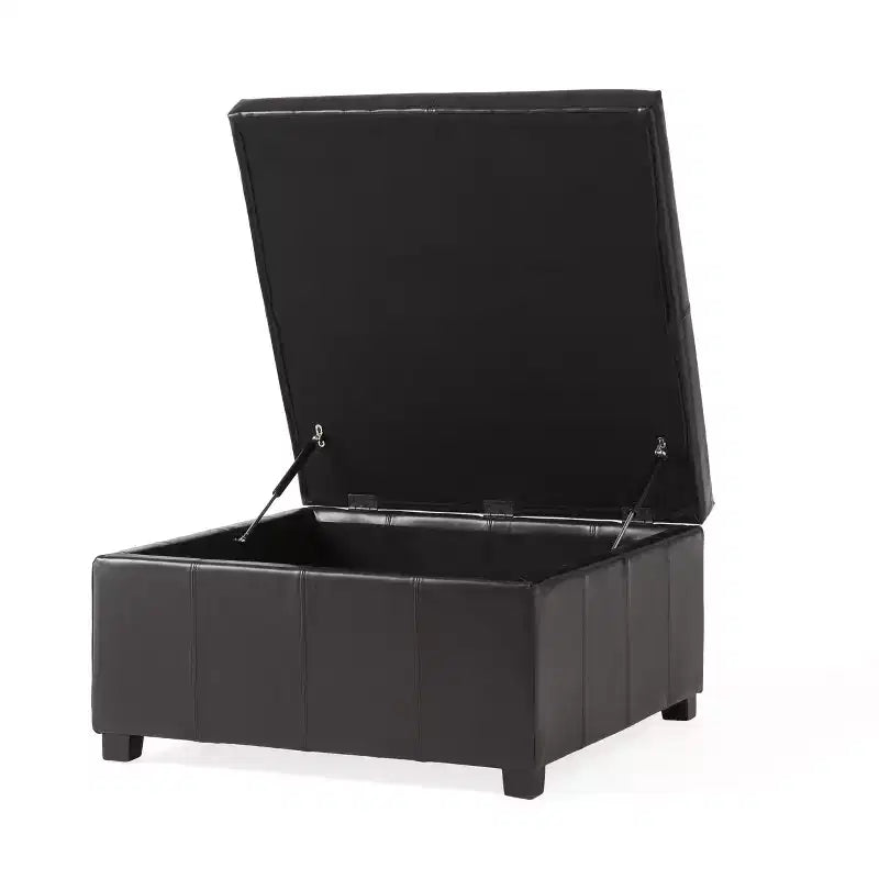 GDFStudio Stanford Pouf de rangement contemporain en cuir reconstitué avec coutures horizontales