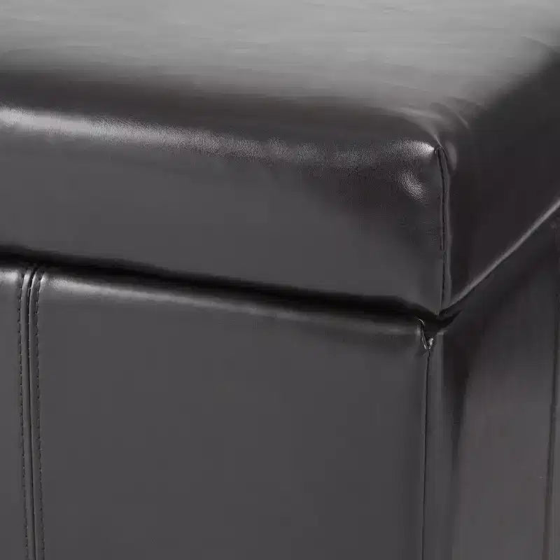 GDFStudio Stanford Pouf de rangement contemporain en cuir reconstitué avec coutures horizontales
