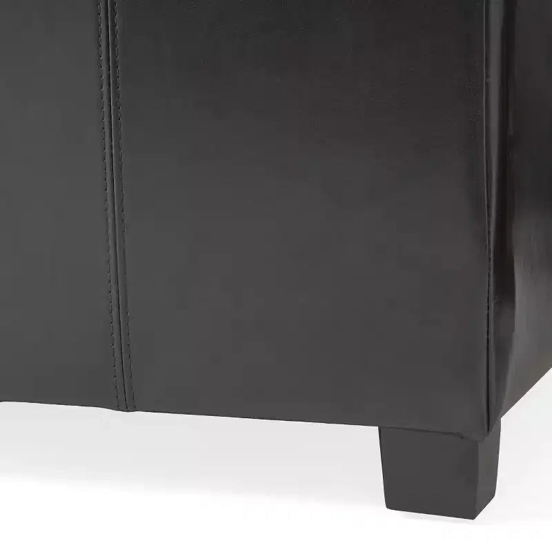 GDFStudio Stanford Pouf de rangement contemporain en cuir reconstitué avec coutures horizontales