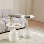 Lot de 2 tables d'appoint, tables basses rondes en métal avec bords relevés, petite table d'appoint moderne pour salon ou chambre à coucher, montage facile