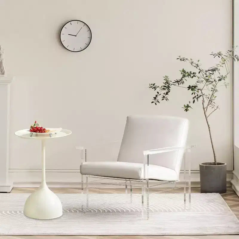 Lot de 2 tables d'appoint, tables basses rondes en métal avec bords relevés, petite table d'appoint moderne pour salon ou chambre à coucher, montage facile