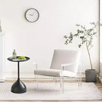 Lot de 2 tables d'appoint, tables basses rondes en métal avec bords relevés, petite table d'appoint moderne pour salon ou chambre à coucher, montage facile