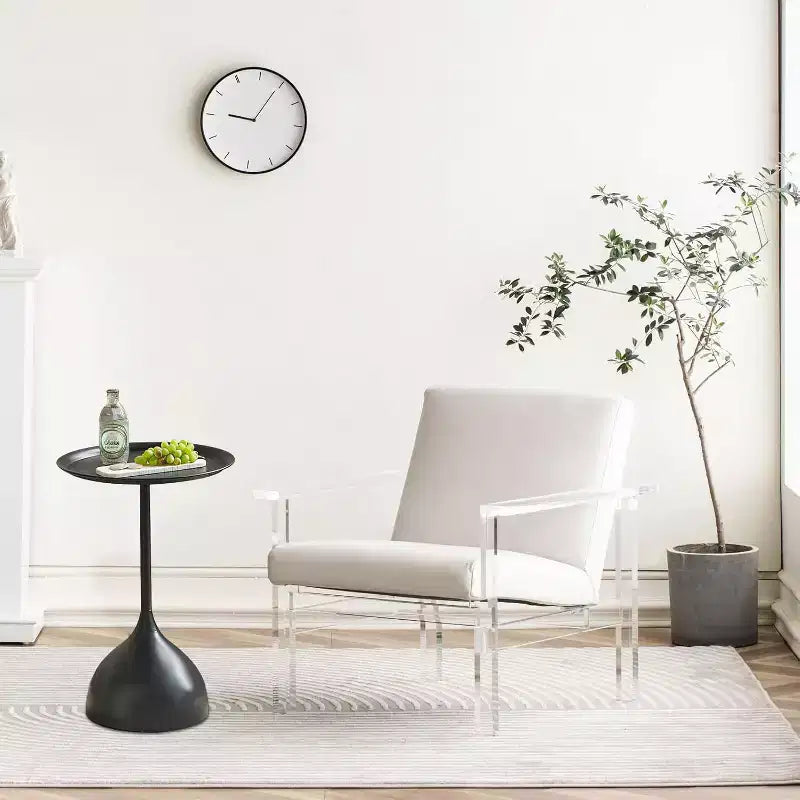 Lot de 2 tables d'appoint, tables basses rondes en métal avec bords relevés, petite table d'appoint moderne pour salon ou chambre à coucher, montage facile