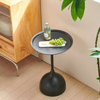 Lot de 2 tables d'appoint, tables basses rondes en métal avec bords relevés, petite table d'appoint moderne pour salon ou chambre à coucher, montage facile