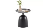 Lot de 2 tables d'appoint, tables basses rondes en métal avec bords relevés, petite table d'appoint moderne pour salon ou chambre à coucher, montage facile