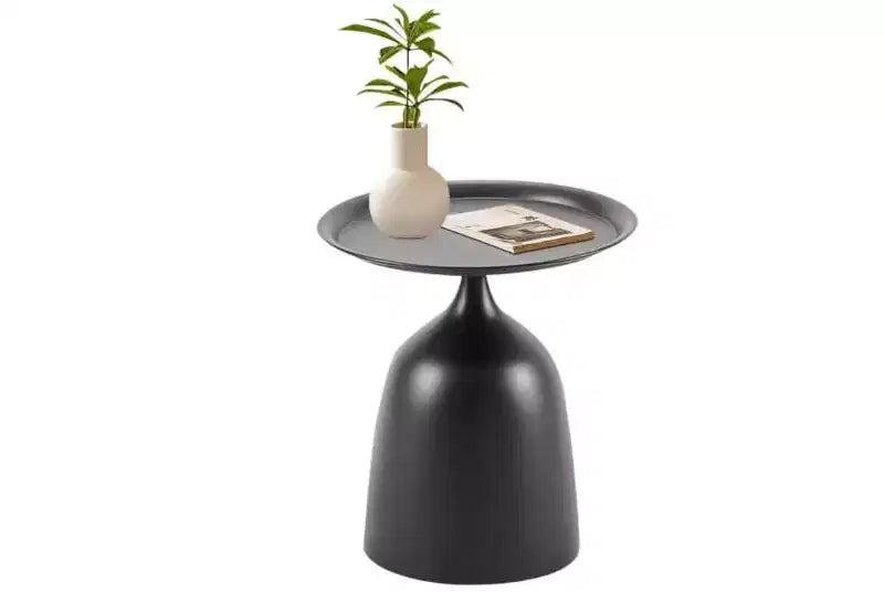Lot de 2 tables d'appoint, tables basses rondes en métal avec bords relevés, petite table d'appoint moderne pour salon ou chambre à coucher, montage facile