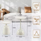 Lot de 2 tables d'appoint, tables basses rondes en métal avec bords relevés, petite table d'appoint moderne pour salon ou chambre à coucher, montage facile