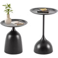 End Table Set of 2, Metal Round Coffee Tables Nightstand with Raised Edges, Modern Small End Table for Living Room Bedroom, Easy Assembly
