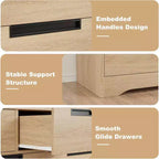 Commode 6 tiroirs pour chambre à coucher, commode en bois de 118,9 cm de large avec poignées encastrées, meuble de rangement pour vêtements, meuble TV pour couloir