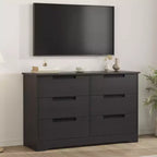 Commode 6 tiroirs pour chambre à coucher, commode en bois de 118,9 cm de large avec poignées encastrées, meuble de rangement pour vêtements, meuble TV pour couloir