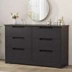 6 Drawer Dresser for Bedroom, 46.8W Wooden Chest of Drawers with Recessed Handles, Clothing Storage Cabinet, Dresser TV Stand for Hallway