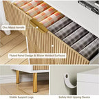 Commode, commode moderne à 6 tiroirs pour chambre à coucher avec poignées dorées et grands tiroirs, commode double en bois et meuble de rangement