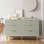 Commode, commode moderne à 6 tiroirs pour chambre à coucher avec poignées dorées et grands tiroirs, commode double en bois et meuble de rangement