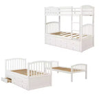 Lit superposé double avec échelle, barrière de sécurité, lit gigogne double avec 3 tiroirs pour chambre d'adolescent, meubles de chambre d'amis