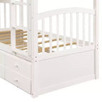 Lit superposé double avec échelle, barrière de sécurité, lit gigogne double avec 3 tiroirs pour chambre d'adolescent, meubles de chambre d'amis