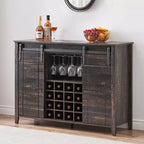 Meuble de bar Acekool, bahut de 120 cm avec portes coulissantes, buffet de rangement style ferme avec étagère réglable pour salle à manger, marron foncé