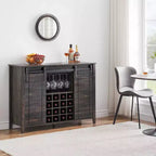 Meuble de bar Acekool, bahut de 120 cm avec portes coulissantes, buffet de rangement style ferme avec étagère réglable pour salle à manger, marron foncé