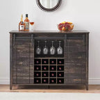 Meuble de bar Acekool, bahut de 120 cm avec portes coulissantes, buffet de rangement style ferme avec étagère réglable pour salle à manger, marron foncé