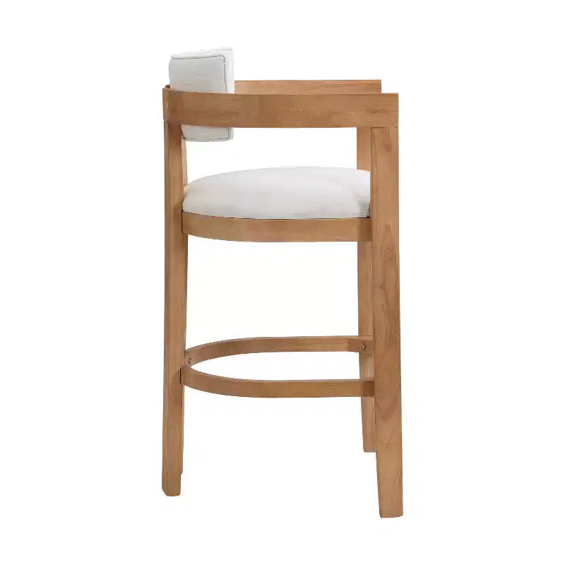 Christopher Knight Home Peyton Rubberwood Upholstered Bar Stool with Curved Open Back (Set of 2)
