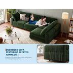 105 Modular Sectional Sofa - L-Shaped Velvet Couch with USB Charging (Emerald Green)
