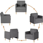 Fauteuil décoratif TYBOATLE en lin confortable à accoudoirs arrondis pour salon, chaise de lecture et de détente à dossier haut pour salon, chambre, salle d'attente, gris