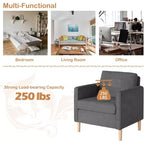 Fauteuil décoratif TYBOATLE en lin confortable à accoudoirs arrondis pour salon, chaise de lecture et de détente à dossier haut pour salon, chambre, salle d'attente, gris