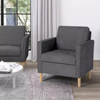 Fauteuil décoratif TYBOATLE en lin confortable à accoudoirs arrondis pour salon, chaise de lecture et de détente à dossier haut pour salon, chambre, salle d'attente, gris