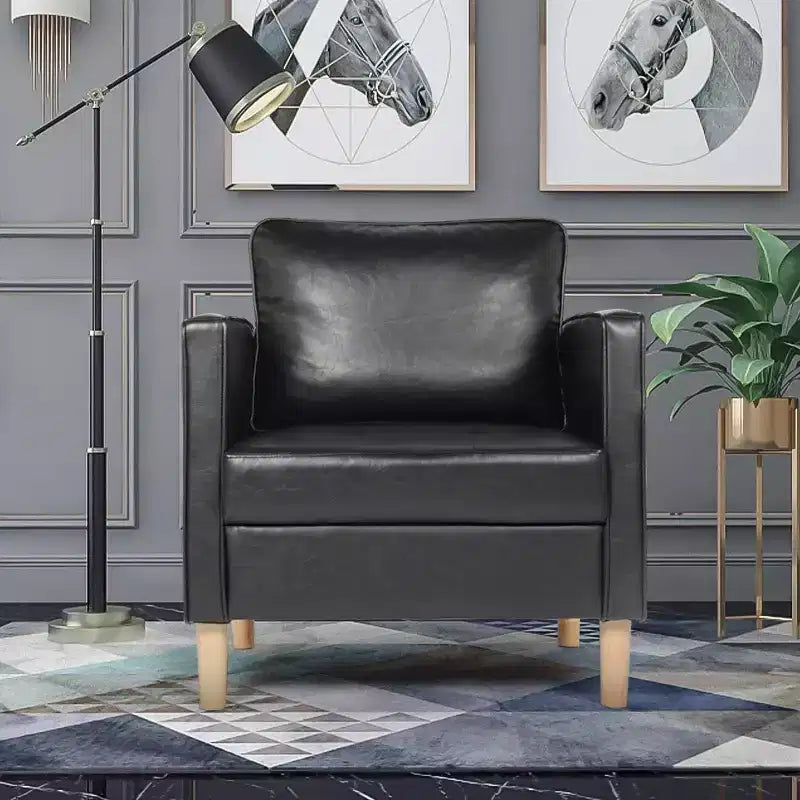 TYBOATLE Décor Chaise en Lin Confortable à Accoudoirs Ronds pour Salon, Fauteuil de Lecture à Dossier Haut pour Salon, Chambre, Salle d'Attente, Noir