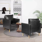 TYBOATLE Décor Chaise en Lin Confortable à Accoudoirs Ronds pour Salon, Fauteuil de Lecture à Dossier Haut pour Salon, Chambre, Salle d'Attente, Noir