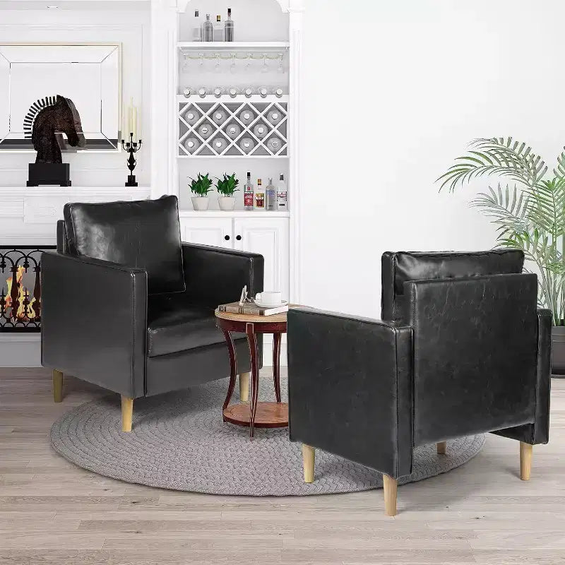 TYBOATLE Décor Chaise en Lin Confortable à Accoudoirs Ronds pour Salon, Fauteuil de Lecture à Dossier Haut pour Salon, Chambre, Salle d'Attente, Noir