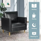 TYBOATLE Décor Chaise en Lin Confortable à Accoudoirs Ronds pour Salon, Fauteuil de Lecture à Dossier Haut pour Salon, Chambre, Salle d'Attente, Noir