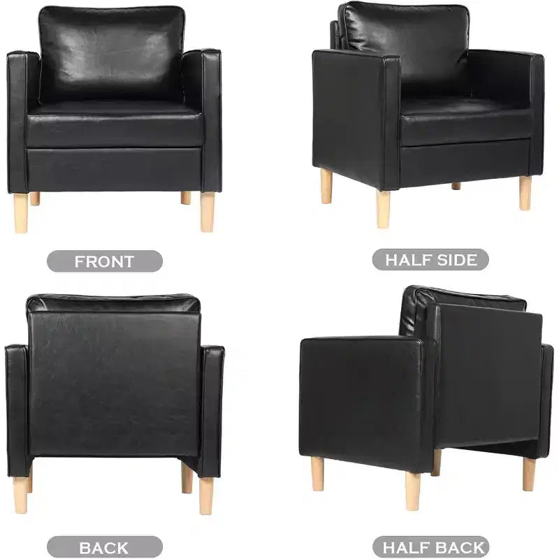 TYBOATLE Décor Chaise en Lin Confortable à Accoudoirs Ronds pour Salon, Fauteuil de Lecture à Dossier Haut pour Salon, Chambre, Salle d'Attente, Noir