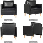 TYBOATLE Décor Chaise en Lin Confortable à Accoudoirs Ronds pour Salon, Fauteuil de Lecture à Dossier Haut pour Salon, Chambre, Salle d'Attente, Noir