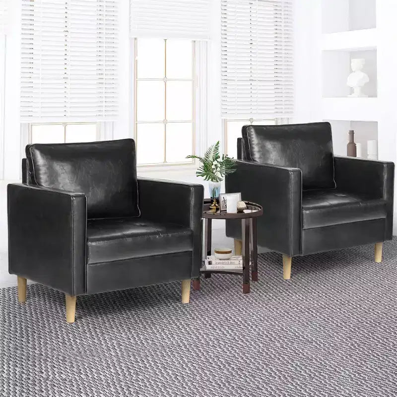 TYBOATLE Décor Chaise en Lin Confortable à Accoudoirs Ronds pour Salon, Fauteuil de Lecture à Dossier Haut pour Salon, Chambre, Salle d'Attente, Noir