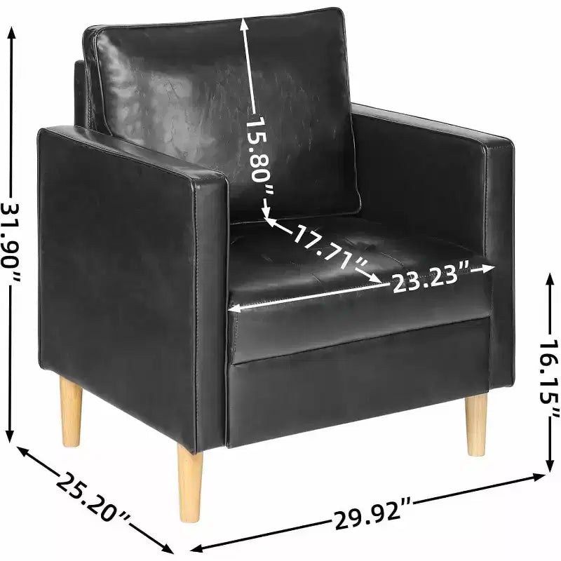 TYBOATLE Décor Chaise en Lin Confortable à Accoudoirs Ronds pour Salon, Fauteuil de Lecture à Dossier Haut pour Salon, Chambre, Salle d'Attente, Noir