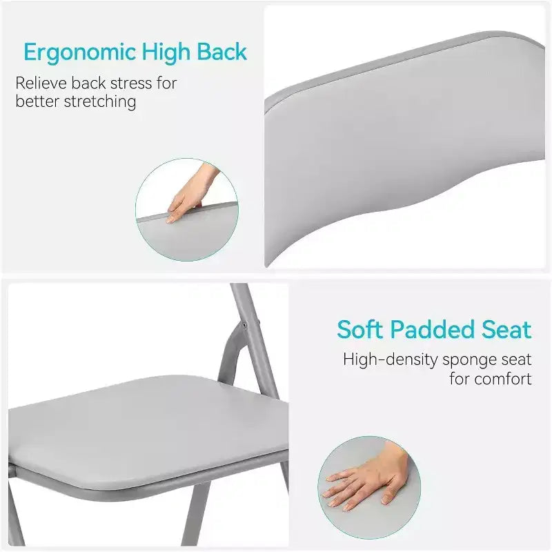 Lot de chaises pliantes Acekool en cuir PU rembourré – Pieds antidérapants, capacité de 159 kg, sièges empilables et portables pour événements