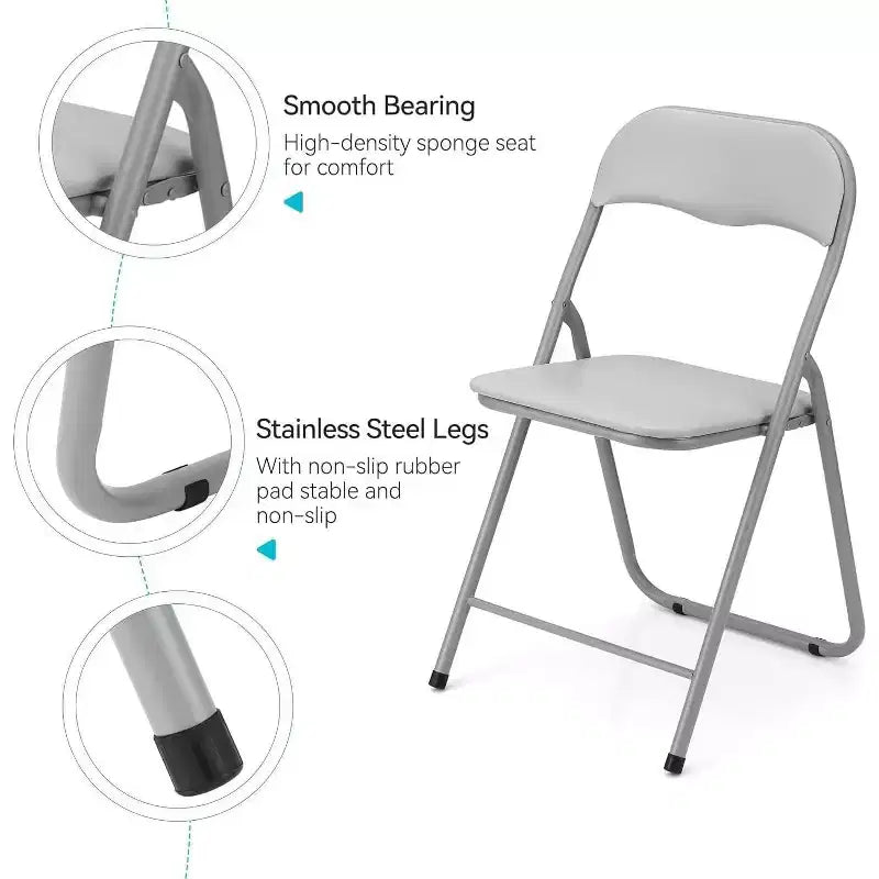 Lot de chaises pliantes Acekool en cuir PU rembourré – Pieds antidérapants, capacité de 159 kg, sièges empilables et portables pour événements