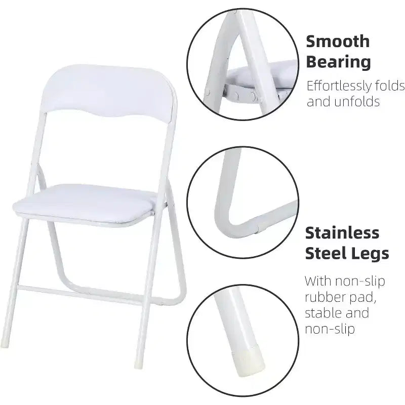 Lot de chaises pliantes Acekool en cuir PU rembourré – Pieds antidérapants, capacité de 159 kg, sièges empilables et portables pour événements