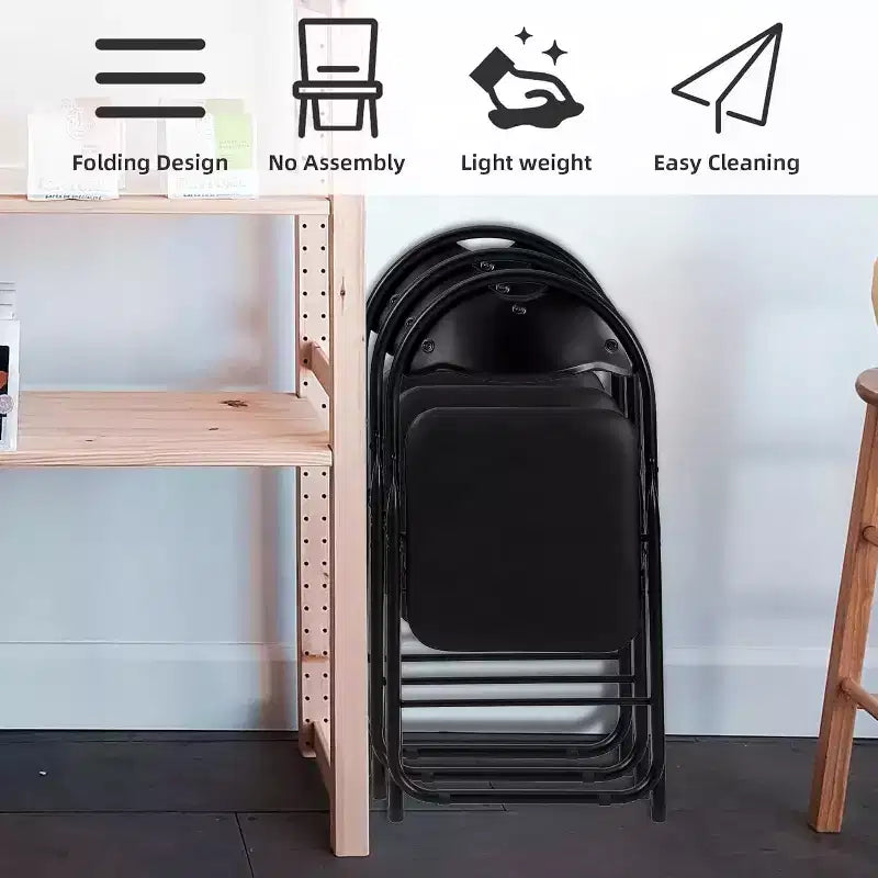 Lot de chaises pliantes Acekool en cuir PU rembourré – Pieds antidérapants, capacité de 159 kg, sièges empilables et portables pour événements