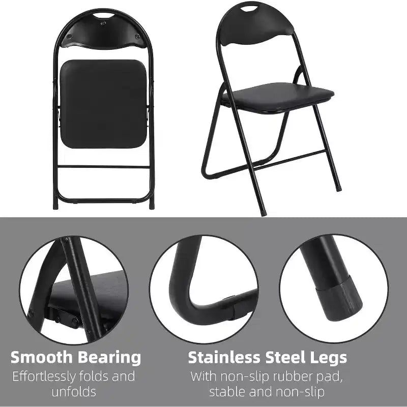 Lot de chaises pliantes Acekool en cuir PU rembourré – Pieds antidérapants, capacité de 159 kg, sièges empilables et portables pour événements