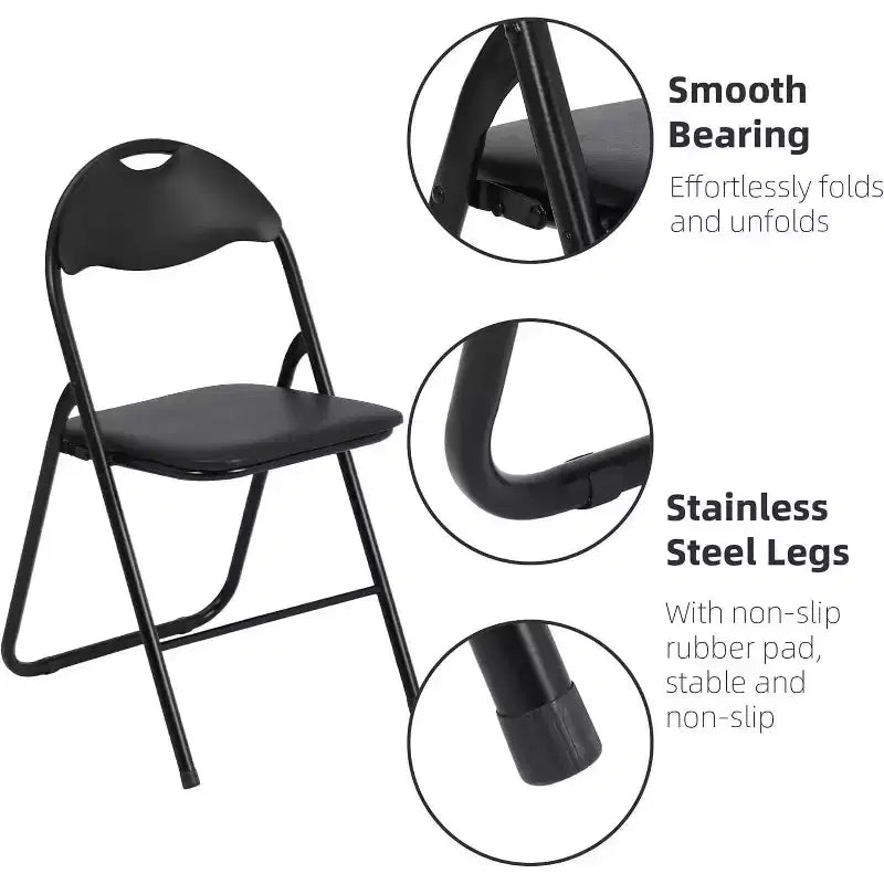 Lot de chaises pliantes Acekool en cuir PU rembourré – Pieds antidérapants, capacité de 159 kg, sièges empilables et portables pour événements