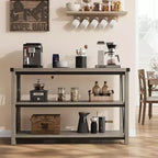 Console étroite de style rustique pour entrée, table console longue et étroite de 120 cm avec rangement, table console en bois à 3 niveaux