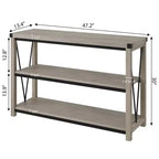 Console étroite de style rustique pour entrée, table console longue et étroite de 120 cm avec rangement, table console en bois à 3 niveaux