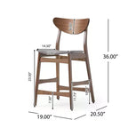 Tabouret de comptoir GDFStudio Cedric de 23,5 pouces en tissu et bois d'hévéa de style milieu de siècle (lot de 2)