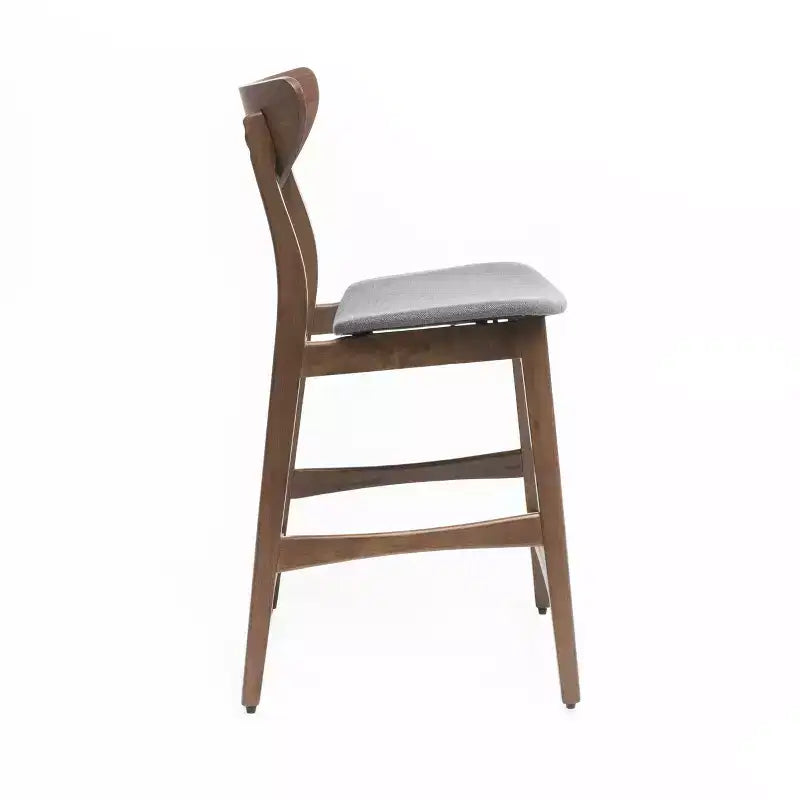 Tabouret de comptoir GDFStudio Cedric de 23,5 pouces en tissu et bois d'hévéa de style milieu de siècle (lot de 2)