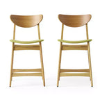 Tabouret de comptoir GDFStudio Cedric de 23,5 pouces en tissu et bois d'hévéa de style milieu de siècle (lot de 2)