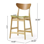Tabouret de comptoir GDFStudio Cedric de 23,5 pouces en tissu et bois d'hévéa de style milieu de siècle (lot de 2)