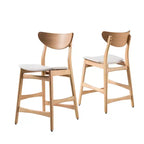 Tabouret de comptoir GDFStudio Cedric de 23,5 pouces en tissu et bois d'hévéa de style milieu de siècle (lot de 2)