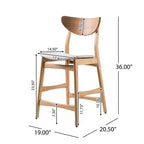 Tabouret de comptoir GDFStudio Cedric de 23,5 pouces en tissu et bois d'hévéa de style milieu de siècle (lot de 2)
