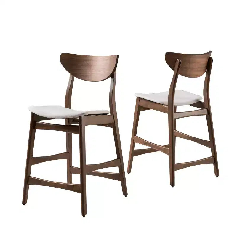 Tabouret de comptoir GDFStudio Cedric de 23,5 pouces en tissu et bois d'hévéa de style milieu de siècle (lot de 2)